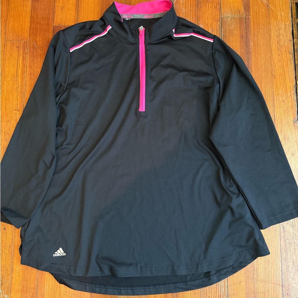 adidas Black Pullover Jacket with Pink Trim